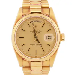 VINTAGE ROLEX DAY-DATE PRESIDENT CHAMPAGNE 36MM PATINA 18K YELLOW GOLD 18038