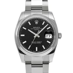 USED ROLEX OYSTER PERPETUAL DATE 115200 BLACK MEN'S WATCH #41215