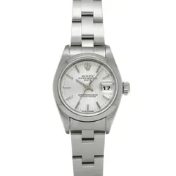 USED ROLEX OYSTER PERPETUAL DATE 79160 SILVER LADIES WATCH #433215