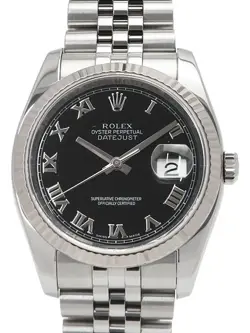 USED ROLEX DATEJUST 116234 BLACK CASE SIZE 36MM MEN'S WATCH #445215