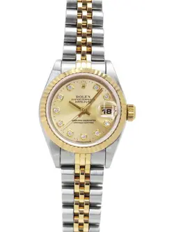 USED ROLEX DATEJUST 10P DIAMOND 69173G GOLD LADIES WATCH #432015