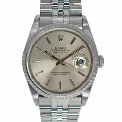 USED ROLEX DATEJUST 16220 SILVER CASE SIZE 36MM MEN'S WATCH #431715
