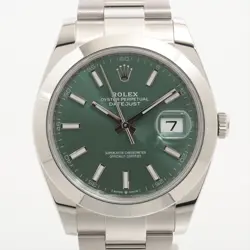 ROLEX DATEJUST 126300 SS AT MINT GREEN DIAL OYSTER BRACELET 2 EXTRA LINKS