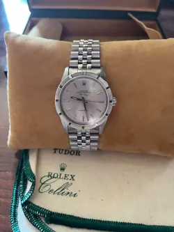 ROLEX AIR KING BEZEL SILVER DIAL STEEL MENS WATCH 14010