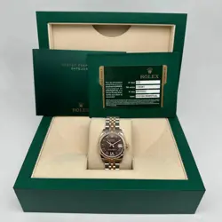 ROLEX DATEJUST 31 18K ROSE GOLD STEEL DIAMOND CHOCOLATE WATCH 178341