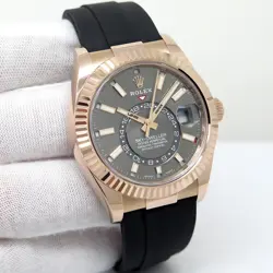 ROLEX 326235 SKYDWELLER 18K ROSE GOLD WITH SLATE DIAL ON OYSTERFLEX