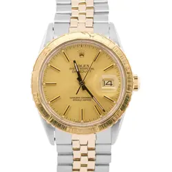 VINTAGE ROLEX DATEJUST 36MM CHAMPAGNE TURN-O-GRAPH JUBILEE STEEL 18K GOLD 16253