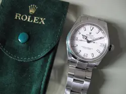 ROLEX EXPLORER I 36MM WHITE DIAL AUTOMATIC STAINLESS STEEL WRIST WATCH.