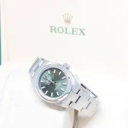 ROLEX 26MM GREEN BATONS DIAL OYSTER PERPETUAL REF: 176200 (BOX & CARD-2019)