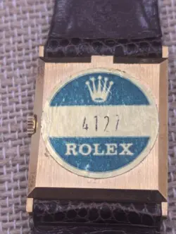 MINT NOS ROLEX CELLINI 4127 DIAL SWISS MECHANICAL 18k TANK WATCH