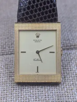 MINT NOS ROLEX CELLINI 4127 DIAL SWISS MECHANICAL 18k TANK WATCH