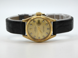 ROLEX DATEJUST 6917 ORIGINAL DIAMOND DIAL 18K YELLOW GOLD LADIES BLACK STRAP!