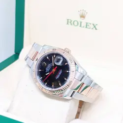 ROLEX 36MM 18K HALF ROSE GOLD BLACK INDEXES DIAL 