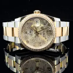 ROLEX DATEJUST 36MM 116243 FACTORY DIAMOND BEZEL TWO-TONE YELLOW GOLD/STAINLESS
