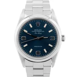 MINT ROLEX OYSTER PERPETUAL AIR-KING 34MM STAINLESS STEEL BLUE DIAL WATCH 14000
