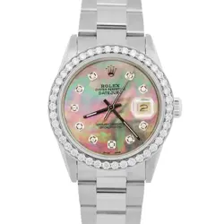 ROLEX DATEJUST 36MM MOTHER OF PEARL DIAMOND BEZEL STAINLESS STEEL OYSTER 16013