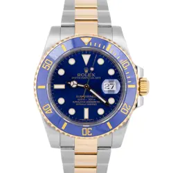 MINT 2018 PAPERS ROLEX SUBMARINER CERAMIC 40MM TWO-TONE SUNBURST BLUE 116613 BOX