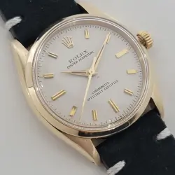 MENS ROLEX OYSTER PERPETUAL REF 6564 14K SOLID GOLD 34MM 1950S AUTOMATIC RA462