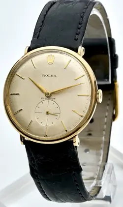 ROLEX PRECISION SWISS BOX & PAPERS 9K SOLID GOLD ‘1971’ GENTS VINTAGE WATCH 34MM