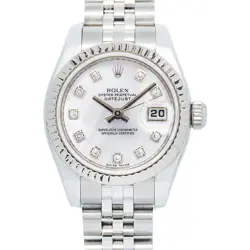 ROLEX DATEJUST 179174 AUTO SS MOP WHITE GOLD BEZEL JUBILEE WOMEN'S WATCH 26MM