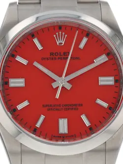 39959: Rolex Oyster Perpetual 36, Coral Red Dial, Box and 2020 Card
