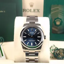 COMPLETE SET BRIGHT BLUE ROLEX OYSTER PERPETUAL 34 124200 OP34