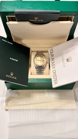 ROLEX 1601 DATEJUST 36MM CHAMPAGNE PIE-PAN TWO-TONE GOLD STAINLESS STEEL WATCH