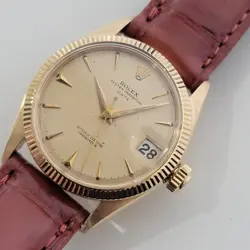 MIDSIZE ROLEX OYSTER DATE 6627 18K SOLID GOLD 1950S 30MM AUTOMATIC VINTAGE RA507