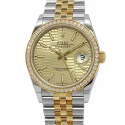 ROLEX DATEJUST 36MM STAINLESS STEEL/YG CHAMPAGNE FLUTED MOTIF DIAL 126283RBR