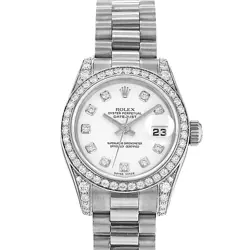 ROLEX DATEJUST 26 179159 WHITE FACTORY DIAMOND GOLD  PRESIDENT LADIES WATCH