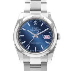 ROLEX DATEJUST 36 116200 BLUE INDEX STEEL SMOOTH OYSTER MENS WATCH 2007