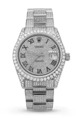 ROLEX DATEJUST DIAMOND BEZEL WATCH 36MM BLACK ROMAN DIAL | 11.0CT