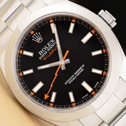 2008 ROLEX MENS MILGAUSS 116400 BLACK STAINLESS STEEL AUTOMATIC OYSTER WATCH