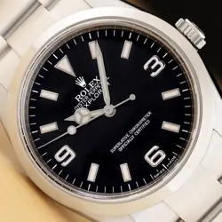 2008 ROLEX MENS 114270 EXPLORER I 36MM BLACK DIAL STAINLESS STEEL OYSTER WATCH