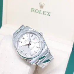 ROLEX 36MM OYSTER PERPETUAL SILVER BATONS DIAL DATEJUST REF: 116200 (M)