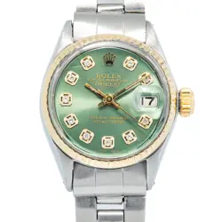 ROLEX DATEJUST 6517 AUTO STAINLESS STEEL OYSTER GREEN DIAL WOMEN'S WATCH 25MM