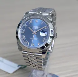 ROLEX DATEJUST 41 126300 BLUE ROMAN DIAL STEEL BEZEL JUBILEE FULL SET