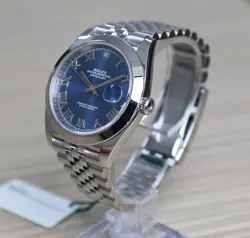 Rolex Datejust 41 126300 Blue Roman Dial Steel Bezel Jubilee Full Set
