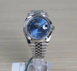 Rolex Datejust 41 126300 Blue Roman Dial Steel Bezel Jubilee Full Set