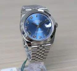 Rolex Datejust 41 126300 Blue Roman Dial Steel Bezel Jubilee Full Set