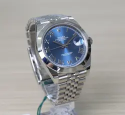 Rolex Datejust 41 126300 Blue Roman Dial Steel Bezel Jubilee Full Set