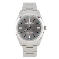 ROLEX OYSTER PERPETUAL 39 STAINLESS STEEL RHODIUM GRAY DIAL 39MM 114300 FULL SET