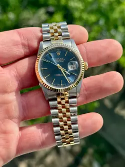 1995 ROLEX DATEJUST 16233 BLUE DIAL 36MM W/ ROLEX BOX & BOOKLETS - NO PAPERS