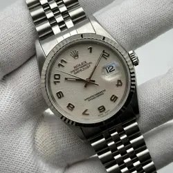 RARE ROLEX DATEJUST 16234 36MM 18K WHITE GOLD STEEL CREAM JUBILEE DIAL WATCH
