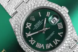 ROLEX DATEJUST II 41 MM 116300 GREEN ROMAN DIAMOND DIAL STEEL DIAMOND WATCH