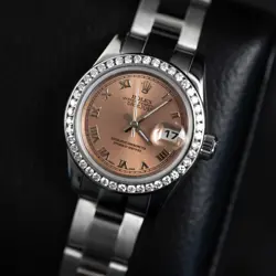 ROLEX DATEJUST - SALMON ROMAN DIAL WITH DIAMOND BEZEL - REFERENCE 176190
