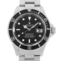 ROLEX SUBMARINER DATE 16610 BLACK ALL TRITIUM W NUMBER SECOND HAND MENS