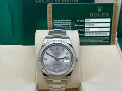 ROLEX DATEJUST II 116334 SILVER DIAMOND DIAL STAINLESS STEEL BOX PAPER 41MM