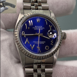 ROLEX DATEJUST 16030 BLUE ARABIC DIAL STAINLESS STEEL 36MM