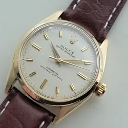 MENS ROLEX OYSTER PERPETUAL REF 6564 14K SOLID GOLD 34MM 1950S AUTOMATIC RA462B